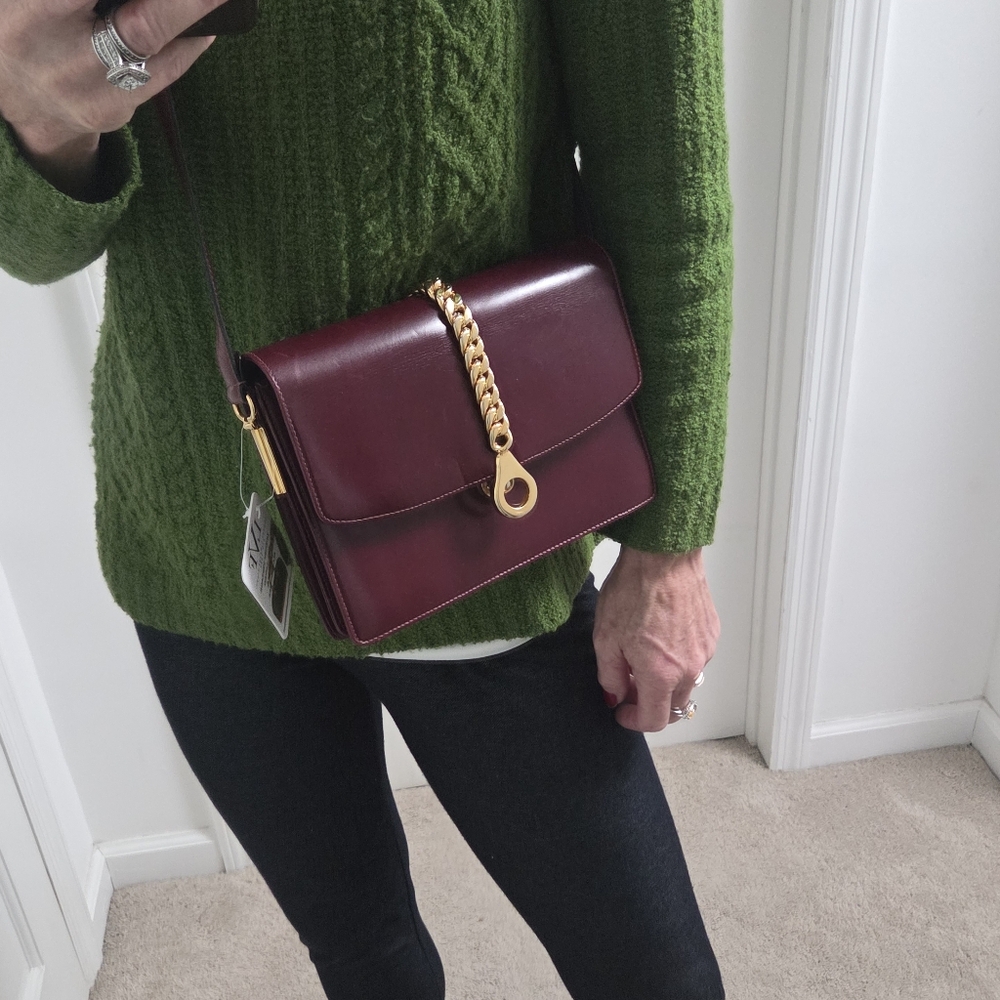 Gucci Boutique 1970s RARE  Bordeaux Leather 2way Bag Very limited Production - Picture 5 of 17